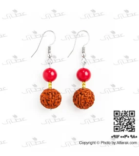 گوشواره رودراکشا و مرجان