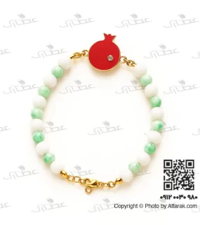 دستبند صدف سبز با نماد انار